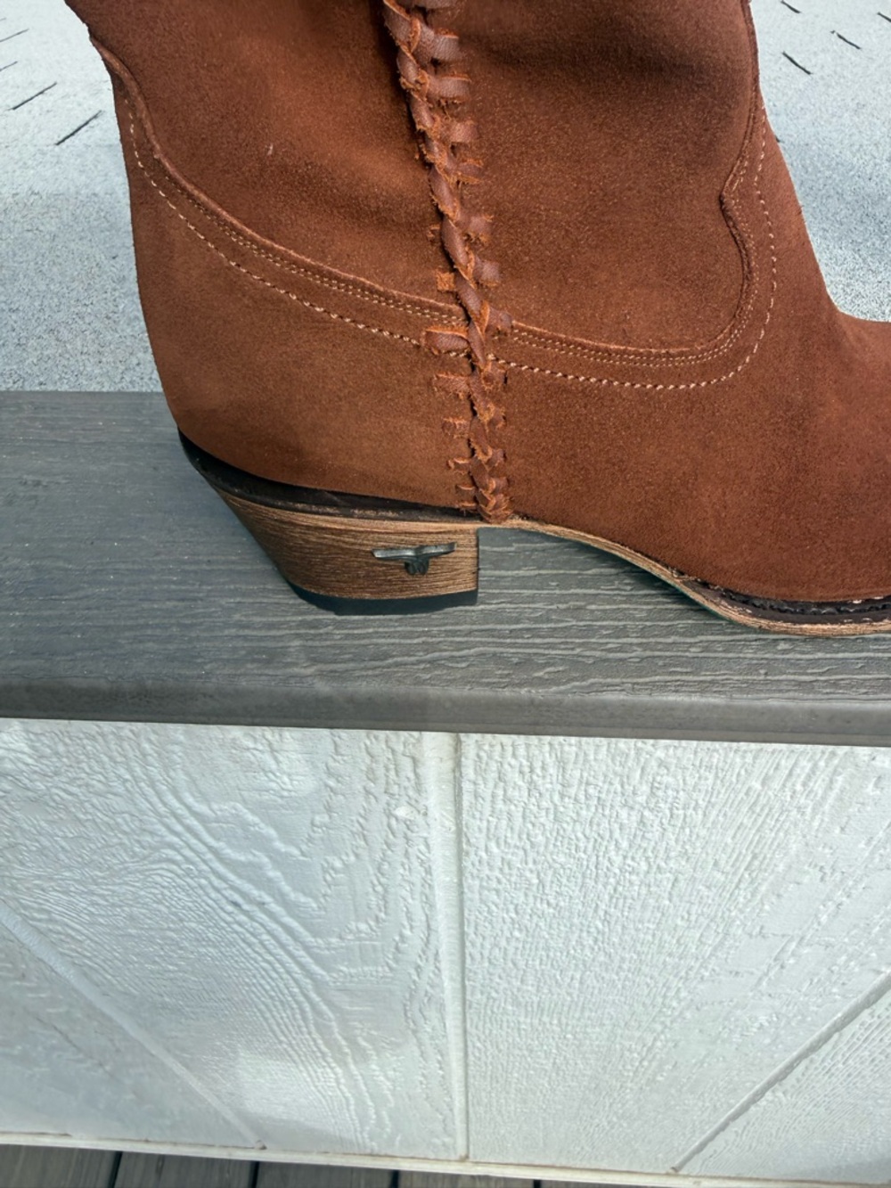 Women's Brown Plain Jane Lane Suede Western Knee-High Boots - Picture 7 of 10
